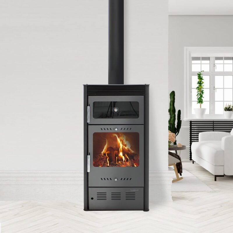 Fogão a lenha com forno MODERNA Oven Luxe 7,78 kW Cinza